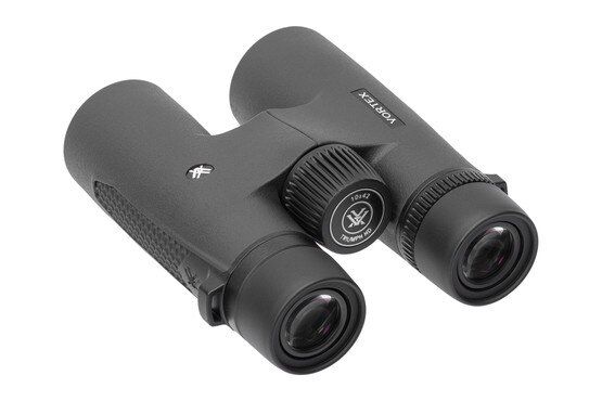 Vortex Optics Triumph HD 10x42 Binocular in Black has a center focus wheel for barrel adjustments.